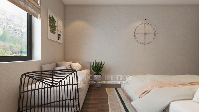 Ghế đôn sofa dài màu trắng thư giãn với thiết kế đơn giản nhưng êm ái sẽ là lựa chọn tuyệt vời cho phòng ngủ hiện đại.